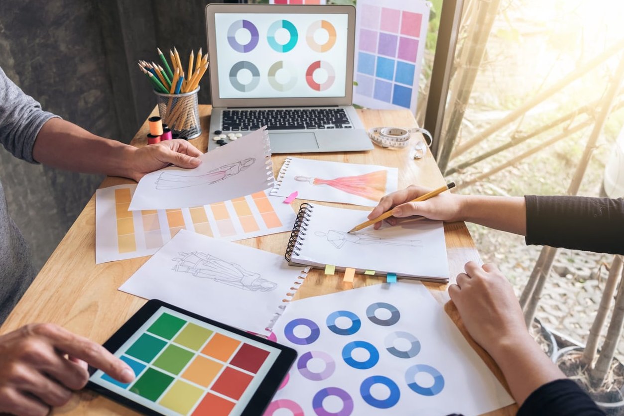 freelance designer laptop social media