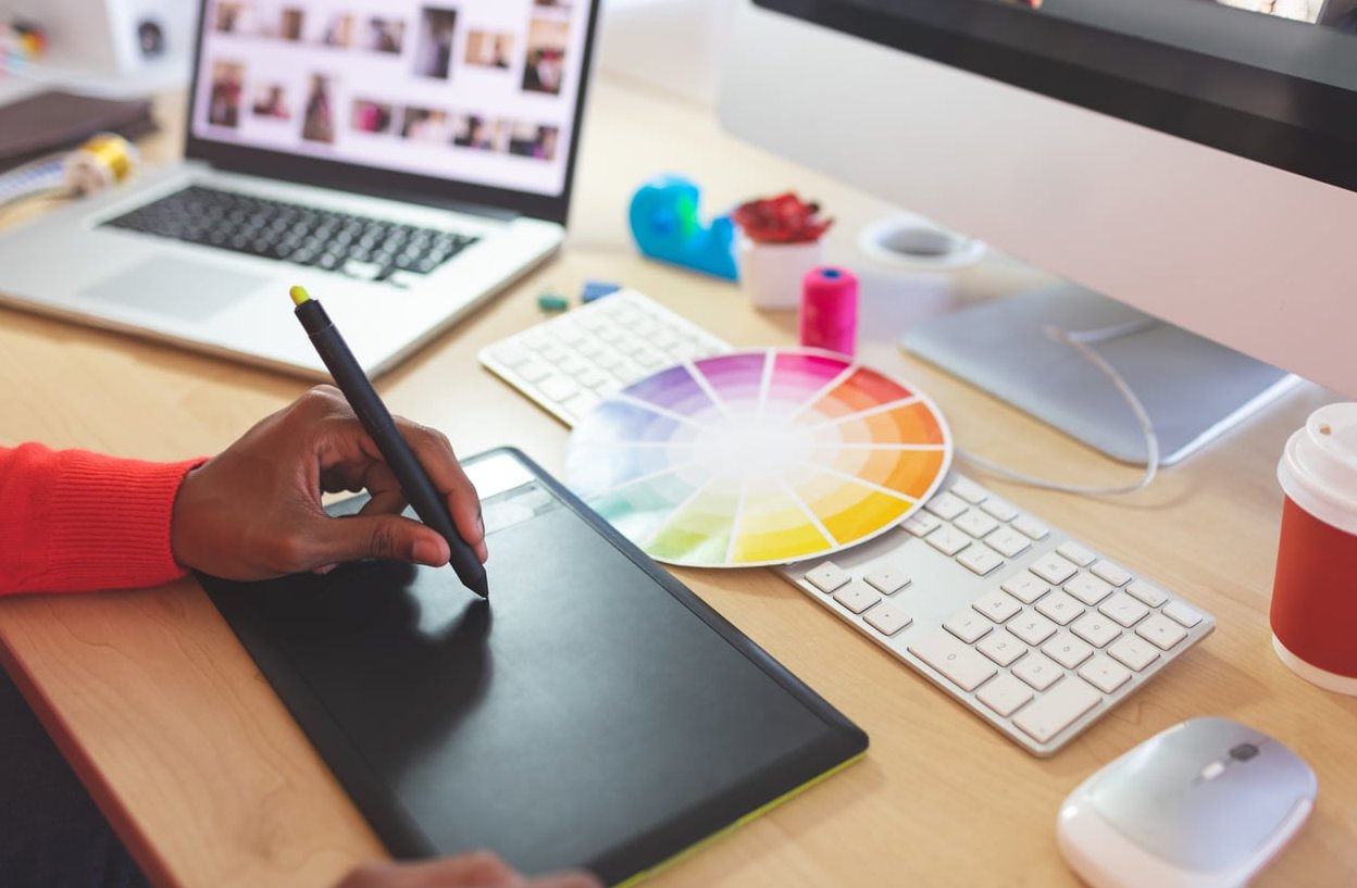 freelance creative working laptop