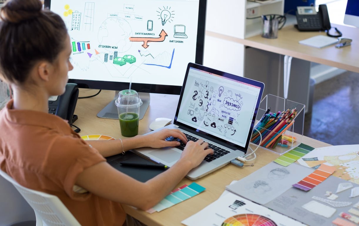 freelance creative working laptop
